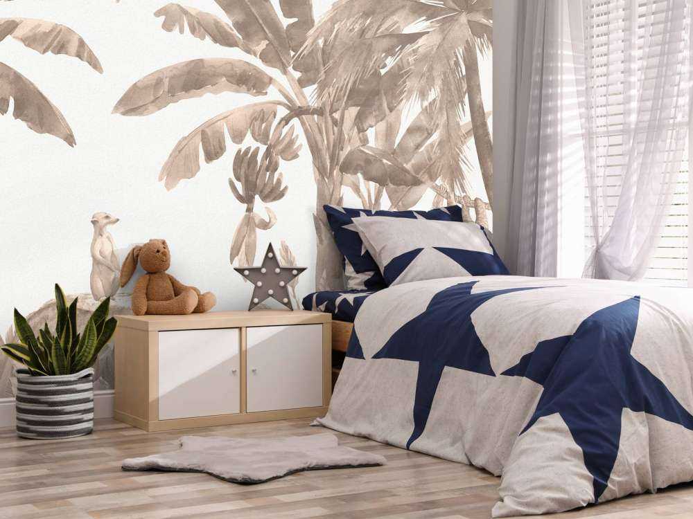 Small jungle animals in taupe