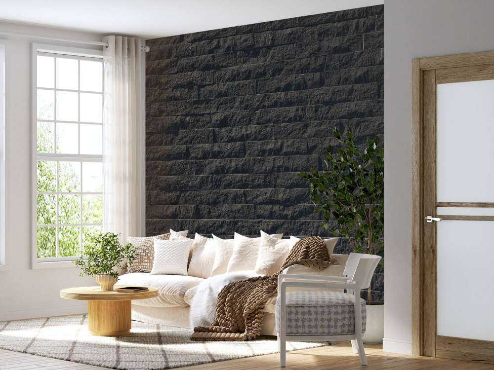 Wall with dark stones
