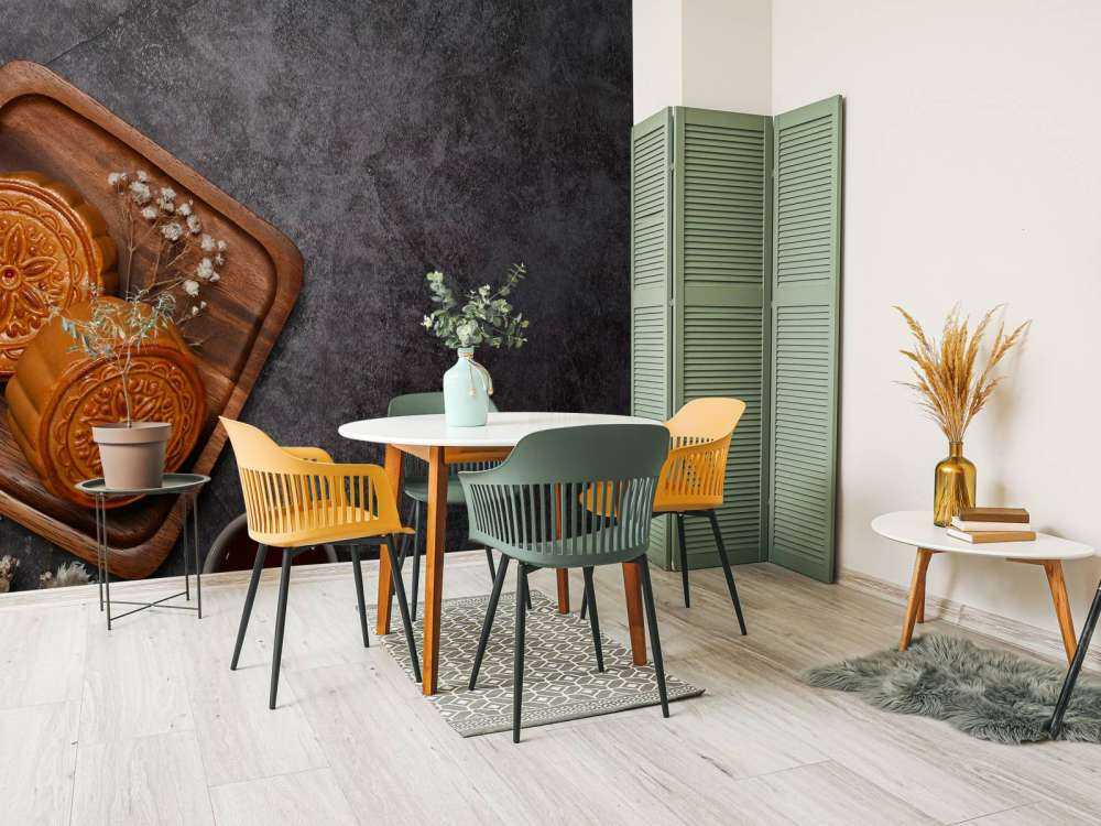 Moon cakes on a black countertop