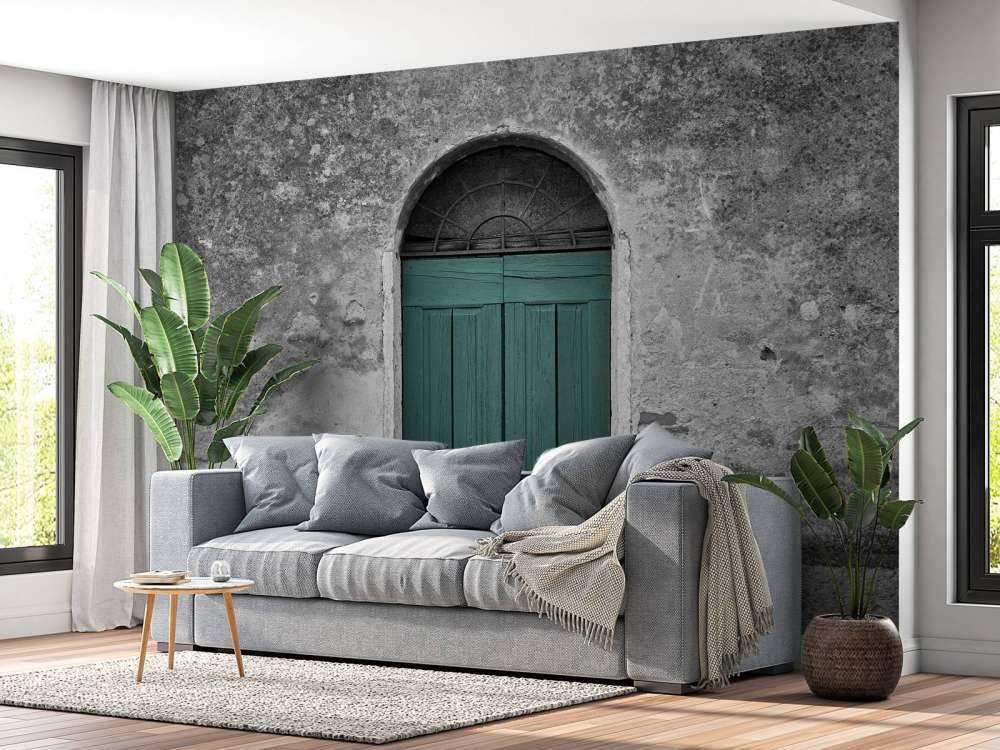 Green door in old wall