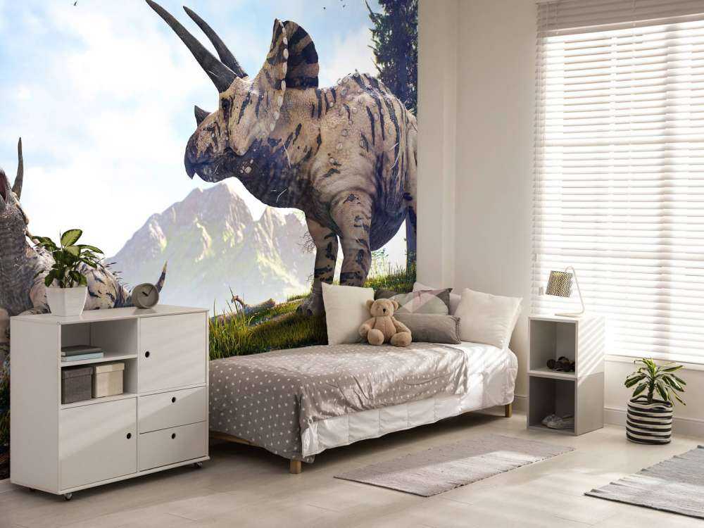 Dinosaurs walking through the countryside