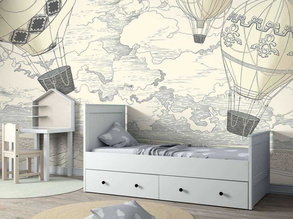 White modern hot air balloons