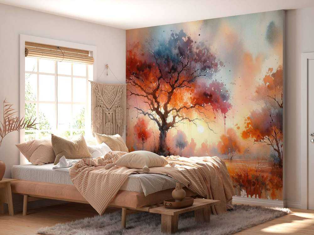 Autumn's Fiery Canopy at Dusk