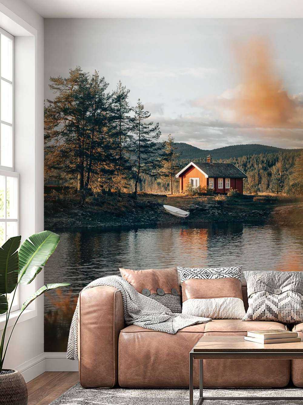 Red house by the lake