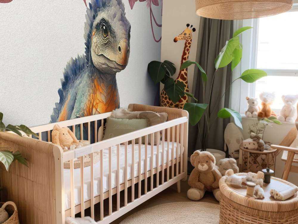 Baby ankylosaurus in the pink jungle