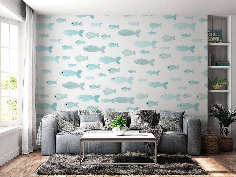 Blauwe visjes print