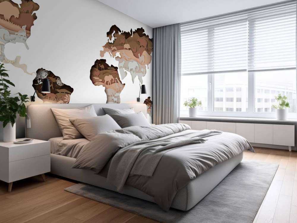 Dieren wereldkaart aarde tinten