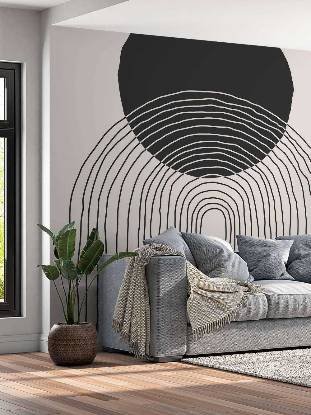 Gebogen lijnen en cirkel