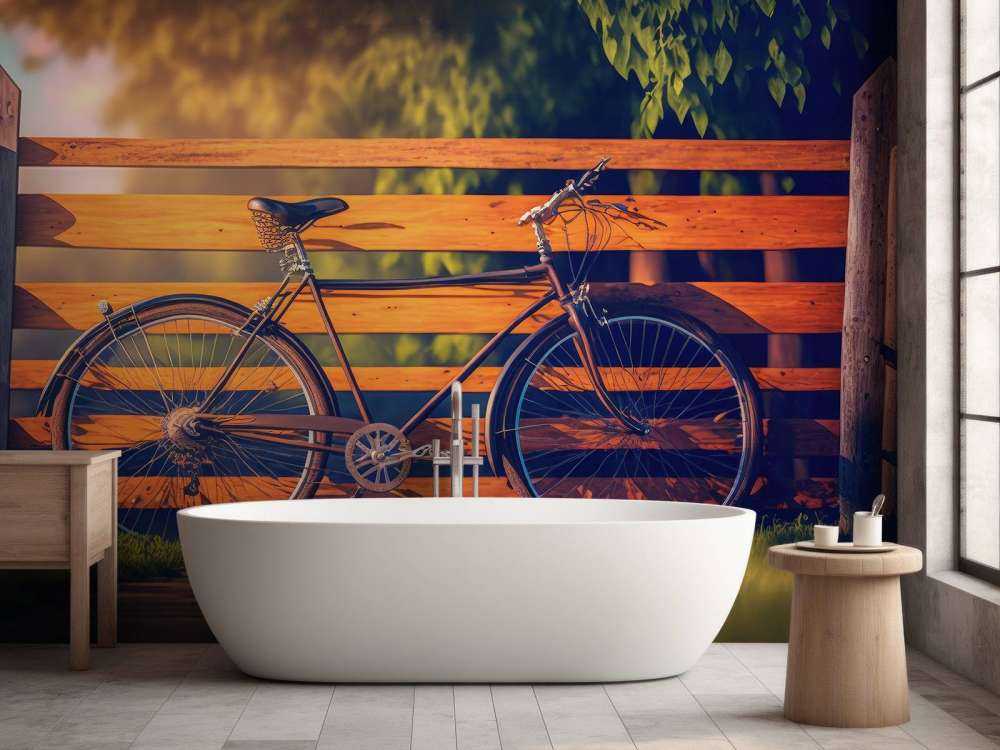 Bicycle at a wooden fence