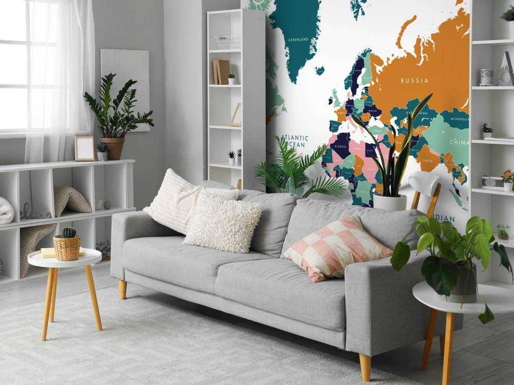 World map with ocean animals