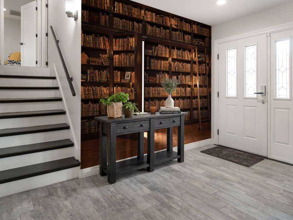 Secret library with hidden door