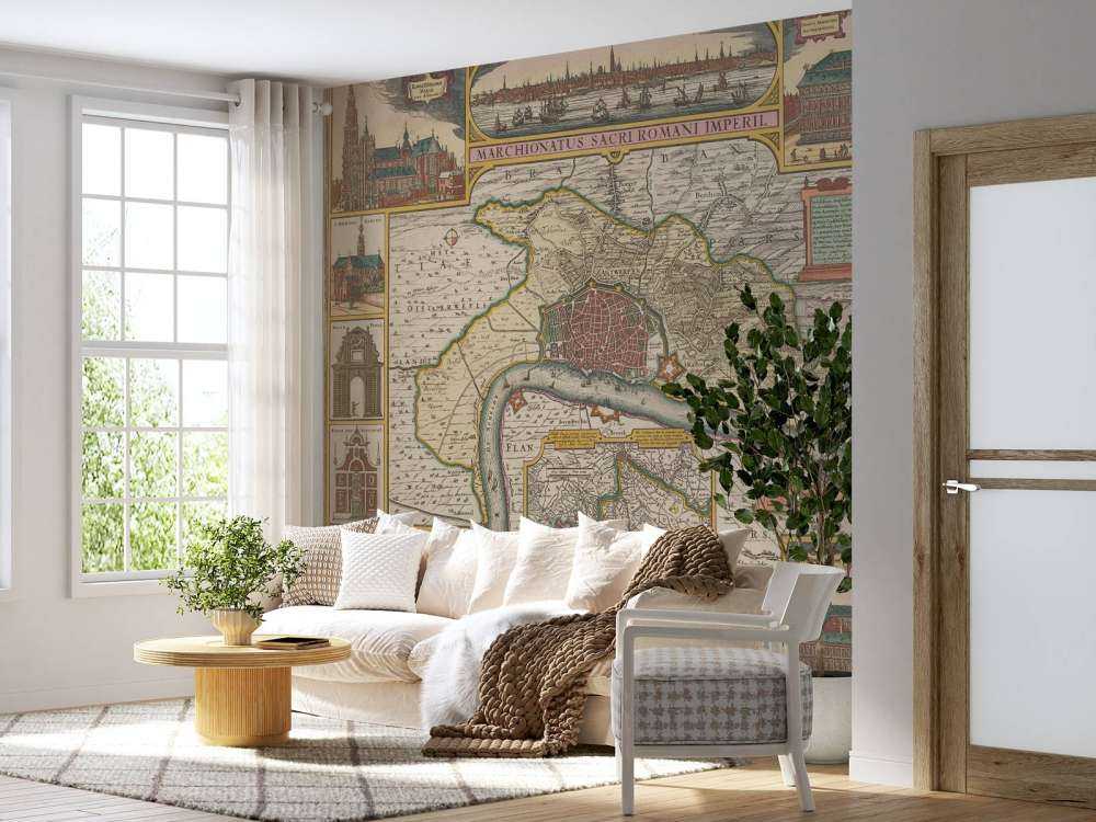 Plattegrond van de stad Antwerpen en zijn omgeving