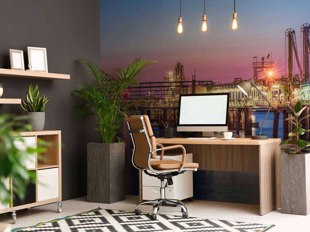 Haven van Antwerpen bij zonsondergang