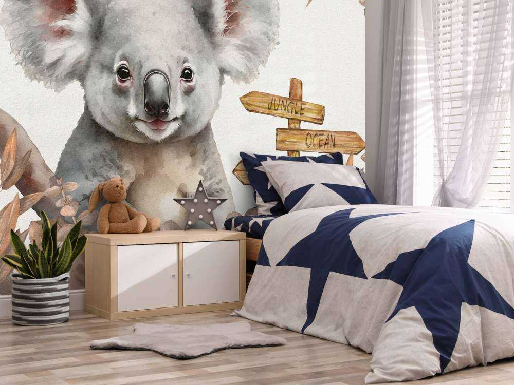 Baby koala in the jungle taupe