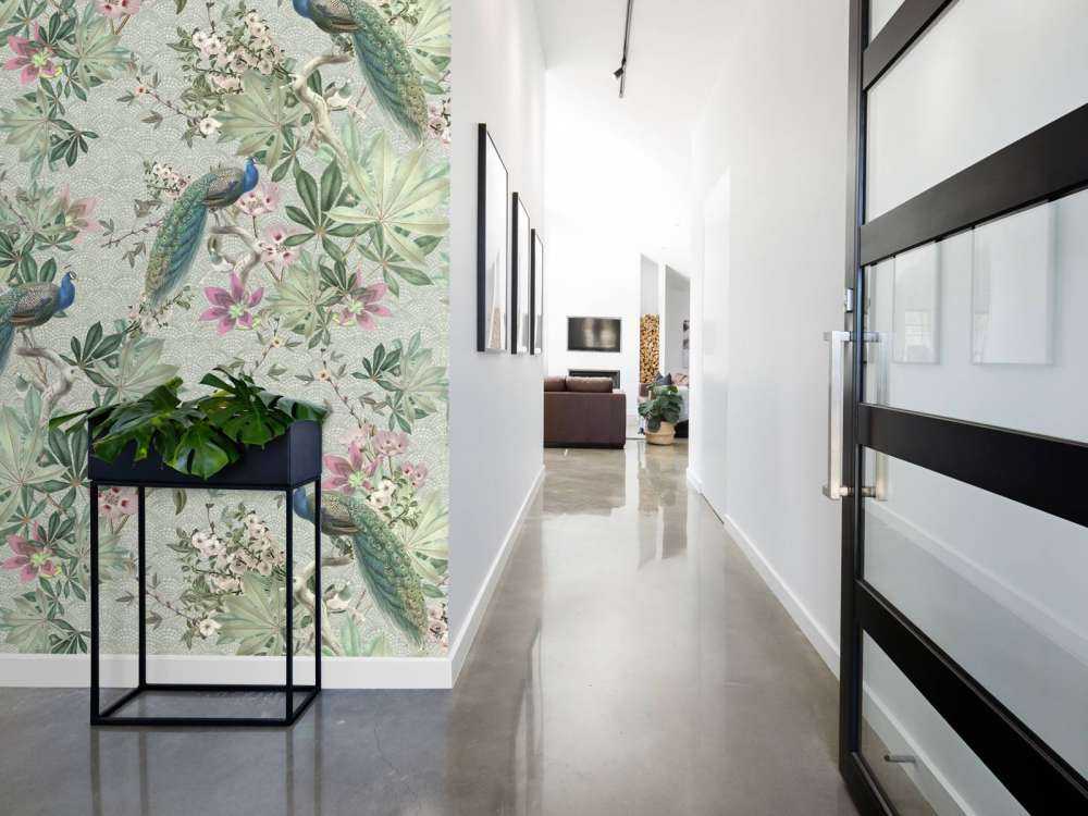 Vintage garden peacocks - mint green