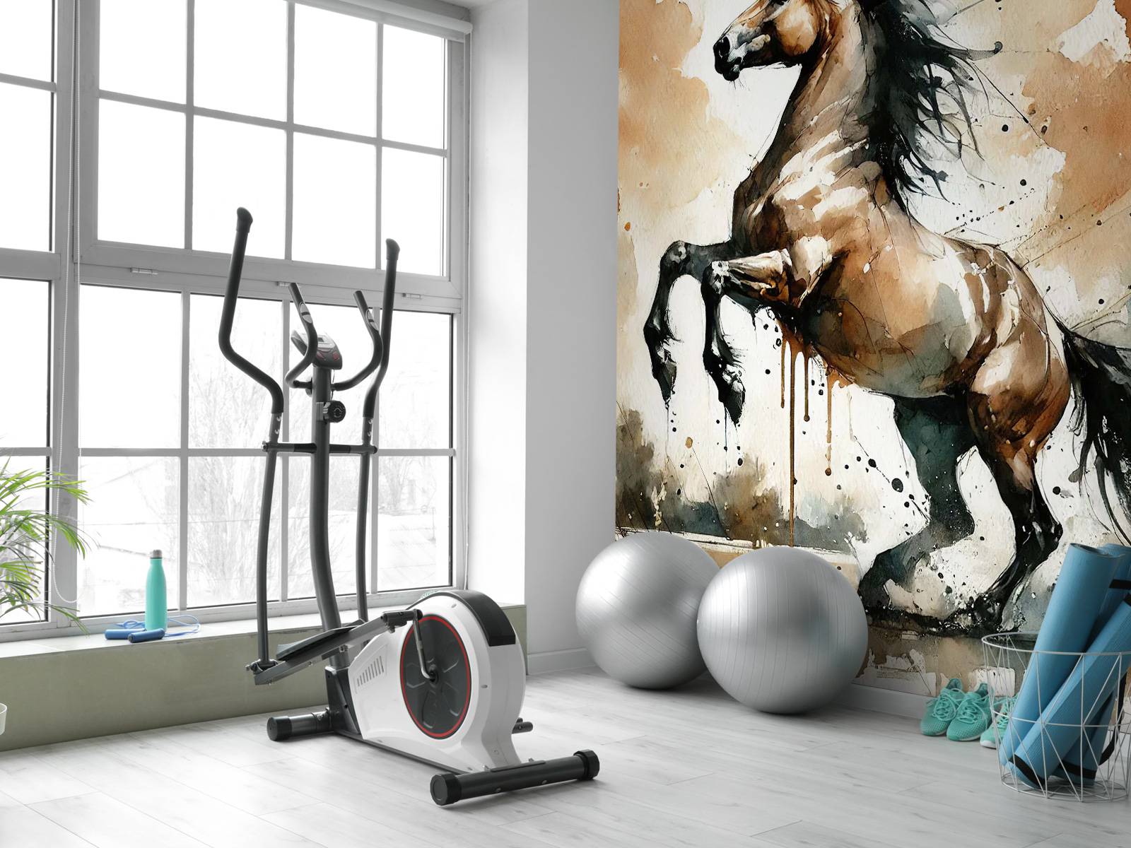 White Horse Wall Mural, Wild Horse Self Adhesive Peel & Stick - View #6