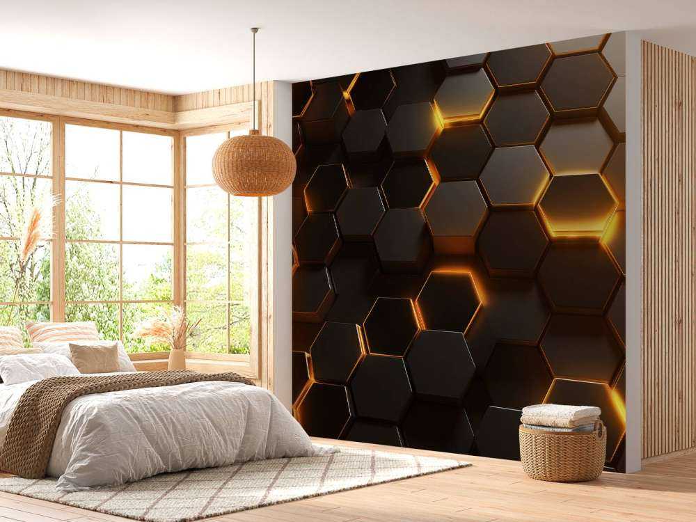 Glowing Golden Hexagons