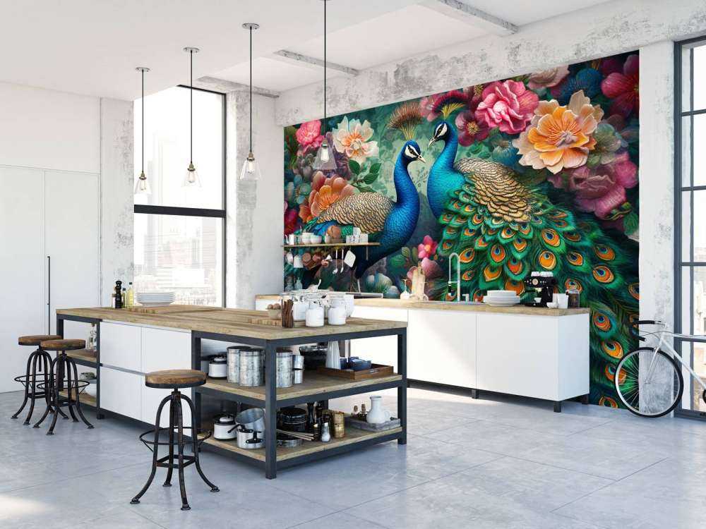 Floral Ball with Peacocks