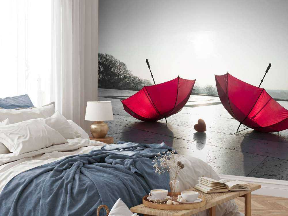 Red umbrellas