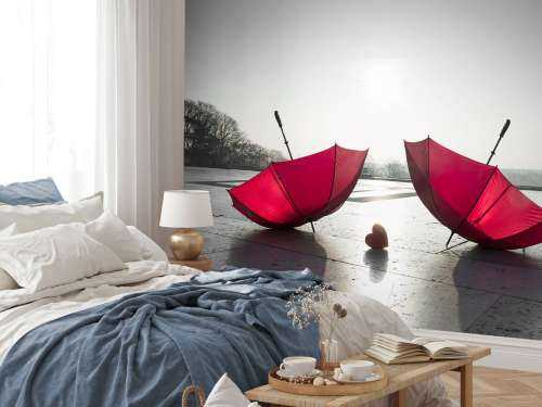 Red umbrellas