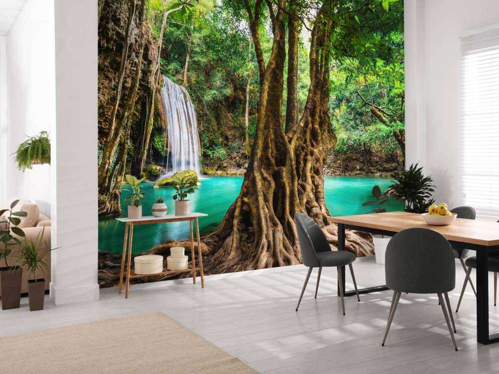 Waterfall in tropical jungle