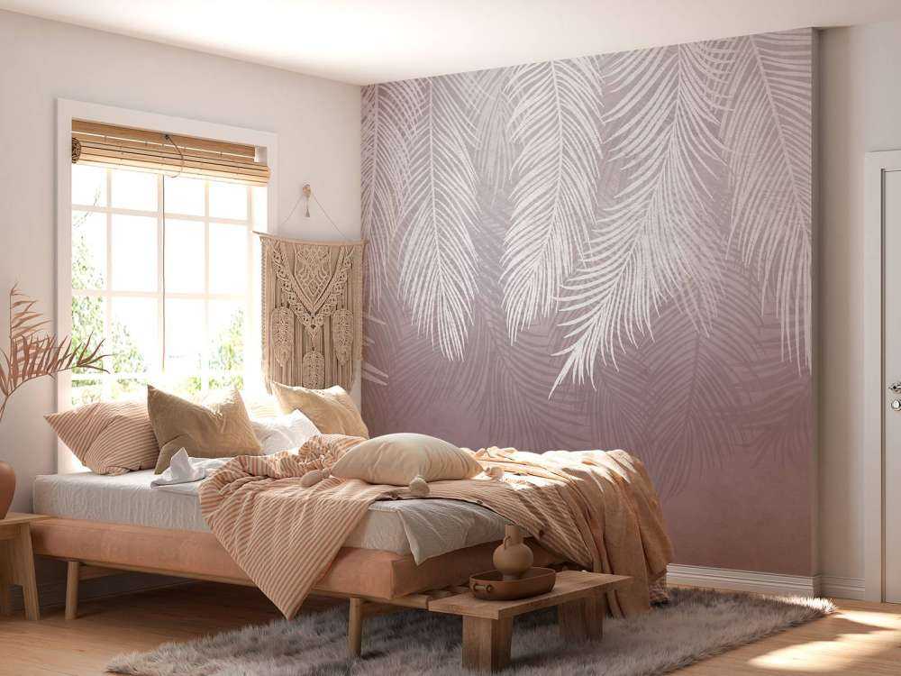 Palm leaves on concrete