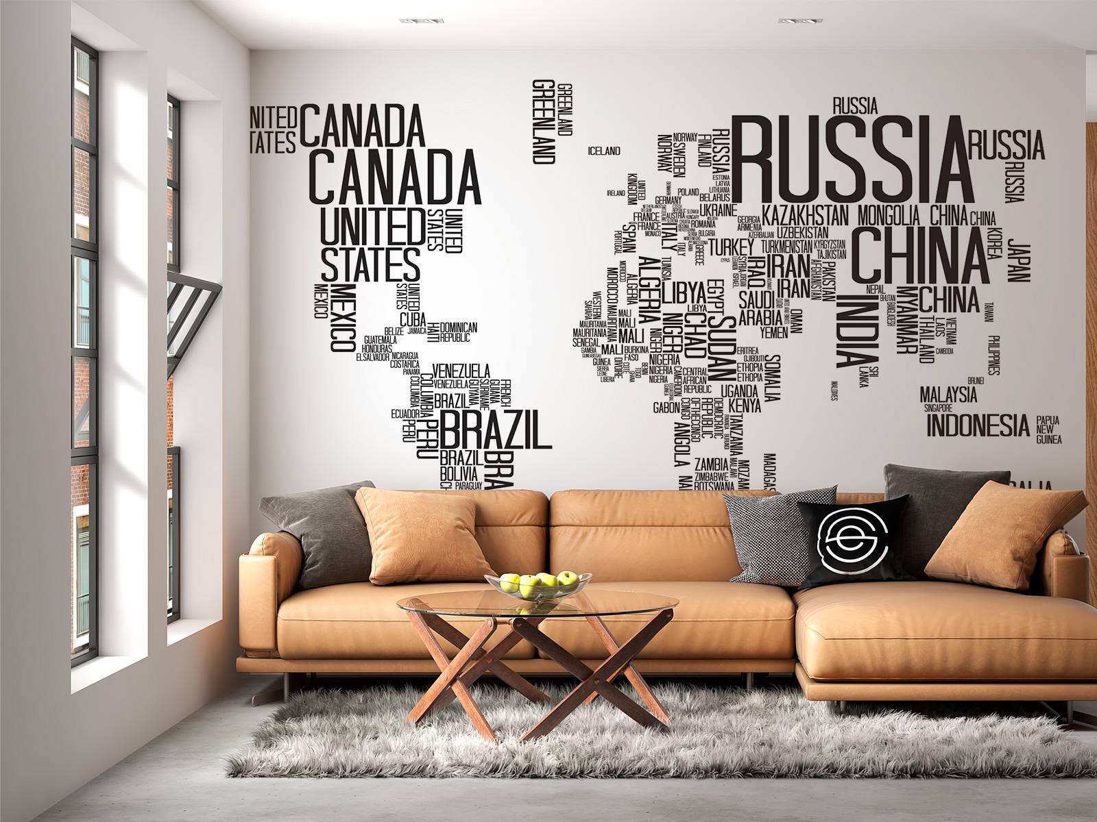Typographic world map