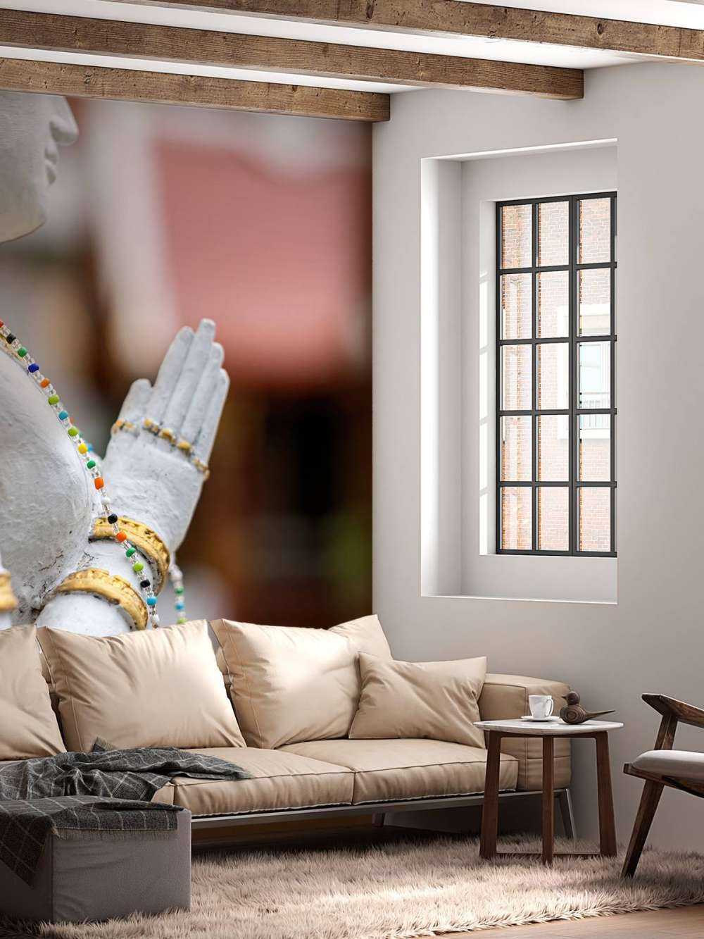 White and gold Buddha Temple complex Bangkok (Thailand)