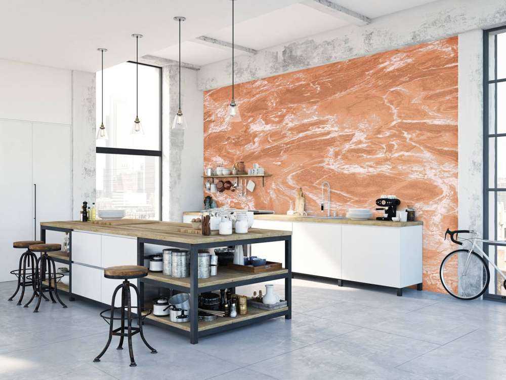 Terracotta marble with sweeping lines