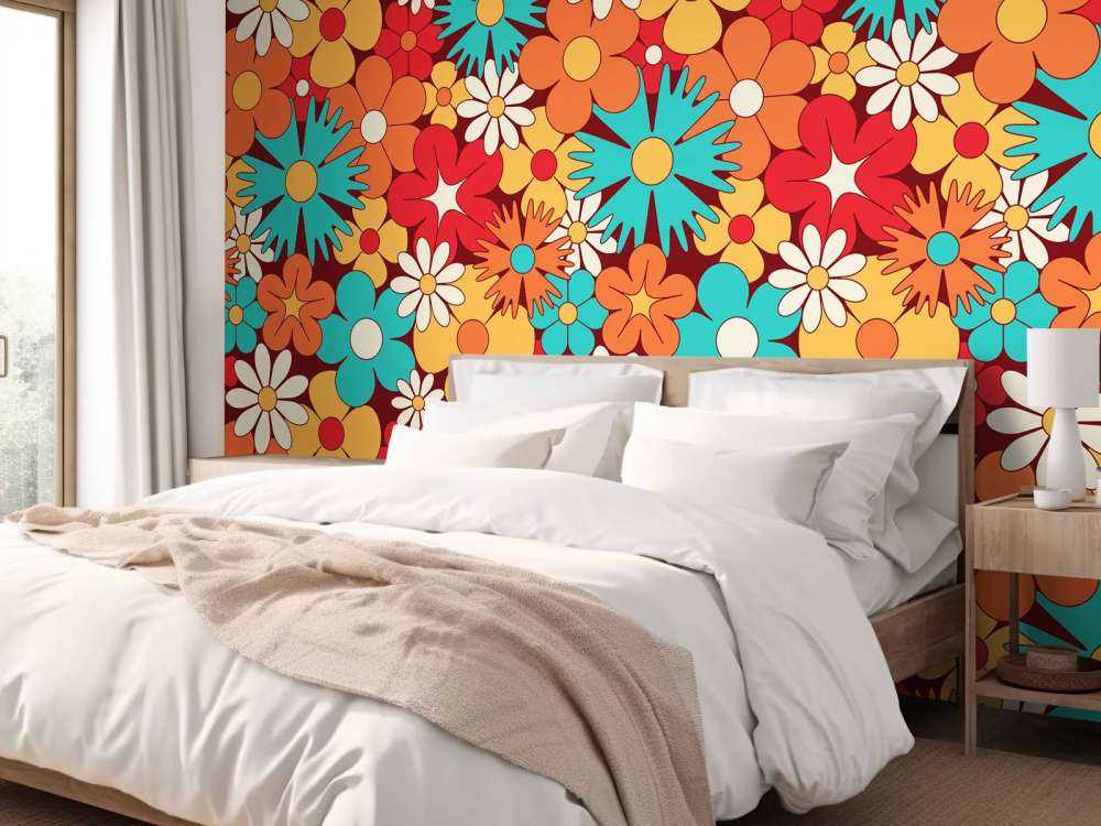 Cheerful retro flowers