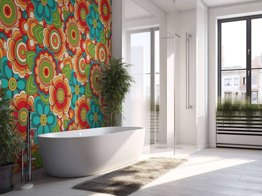 Colourful retro flowers