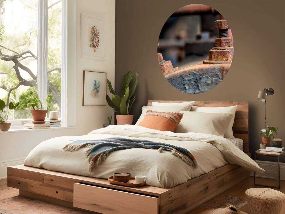 Detail of a rusted steam boiler (B)