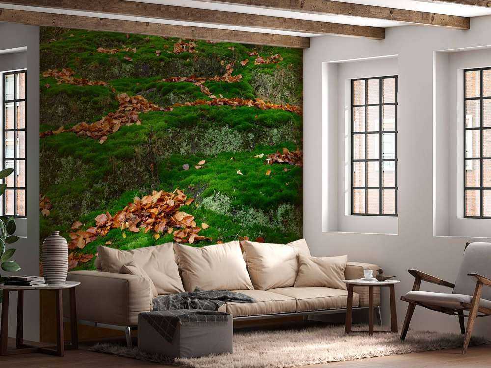 Mos met hefstbladeren