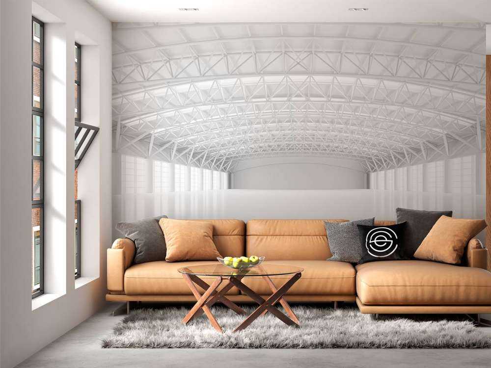 Empty white warehouse