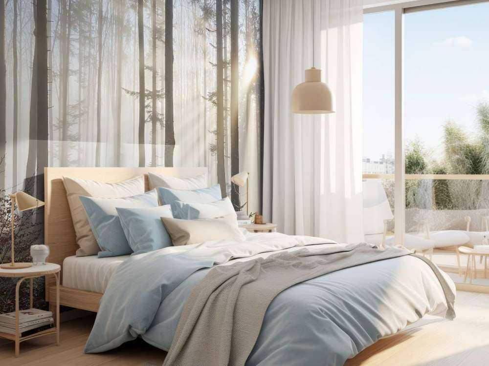 Foggy forest sunrise