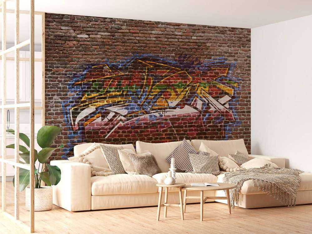 Graffiti on brick wall