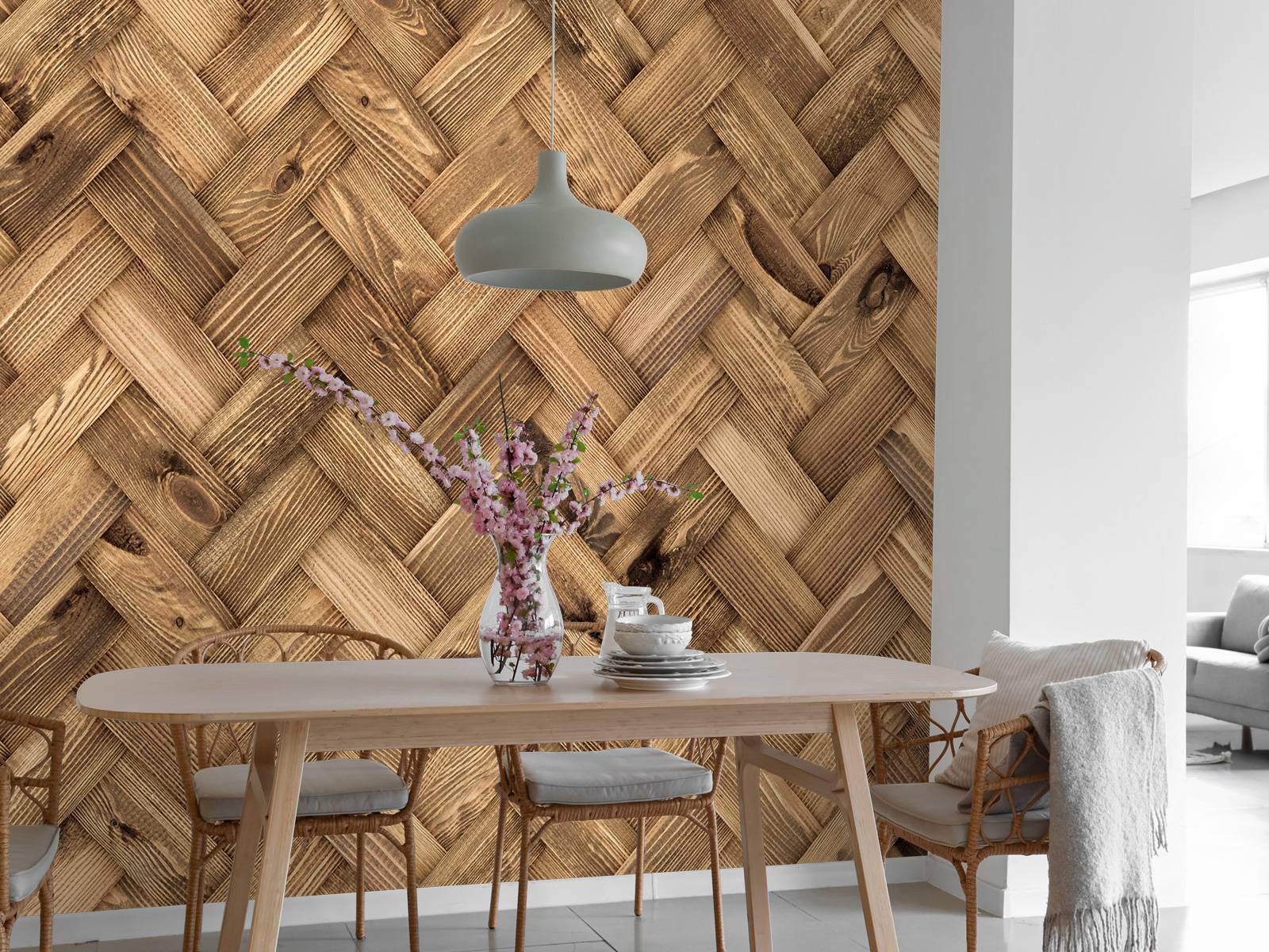 Natural wooden herringbone