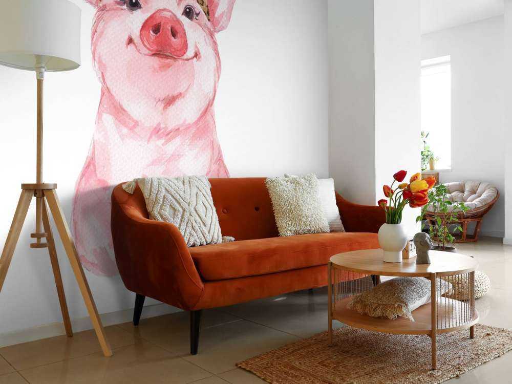 Funny little pig with a bandana