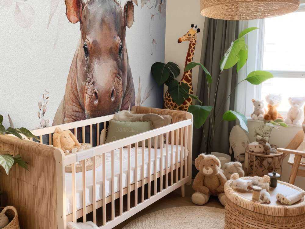 Baby hippo in the leaves taupe