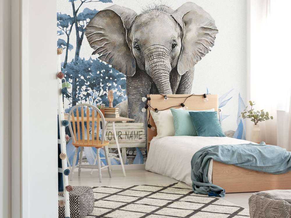 Elephant in the jungle blue