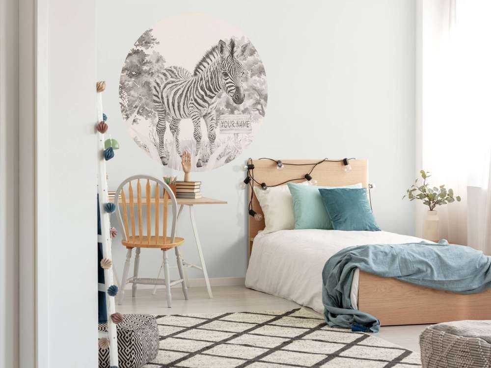 Young zebra in the nature beige