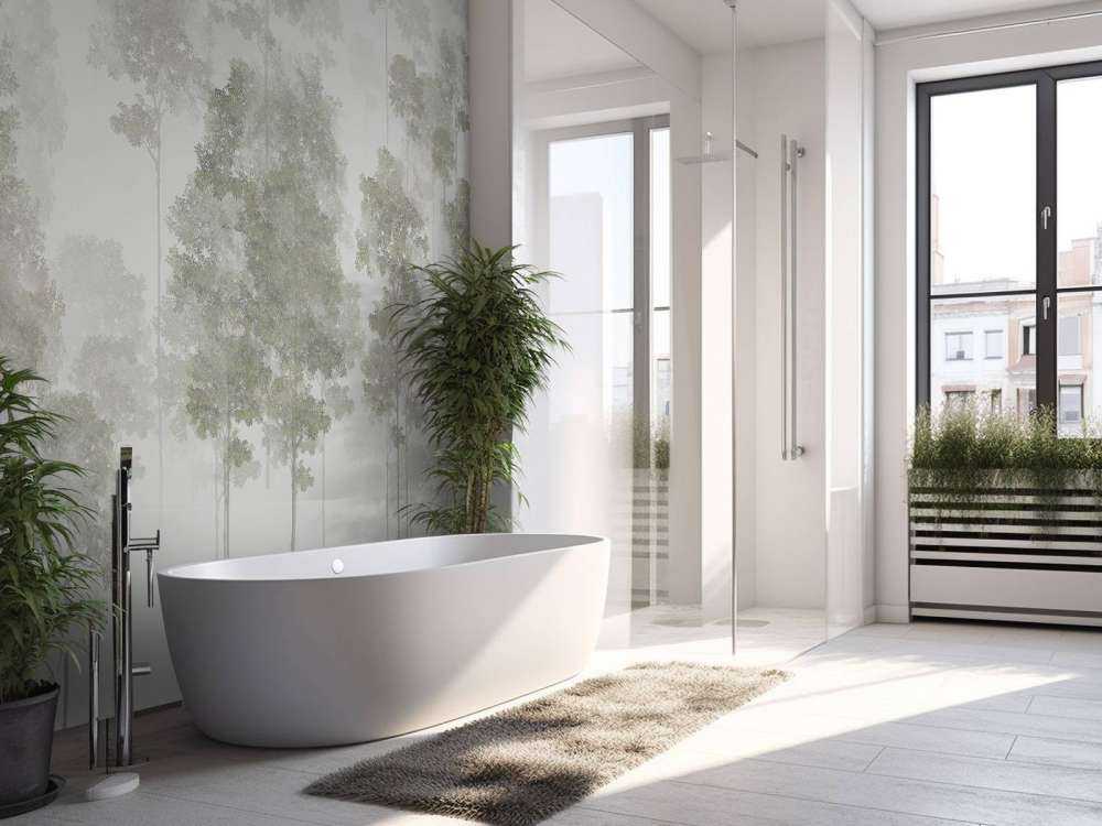 Drawn forest in the mist