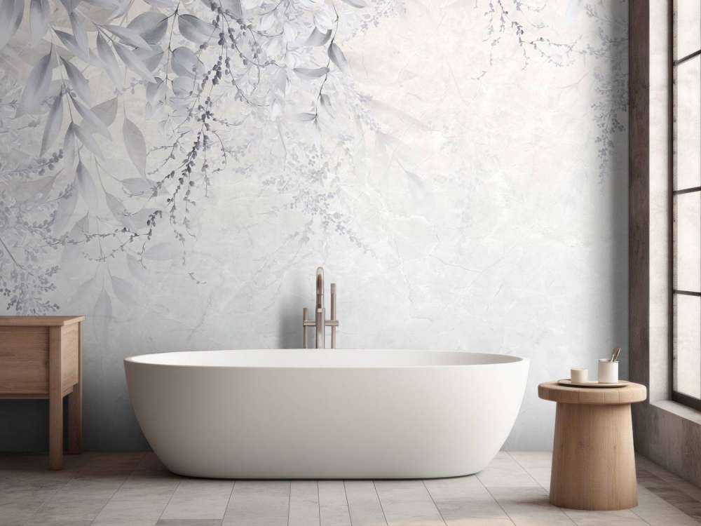 Leaves on marble wall