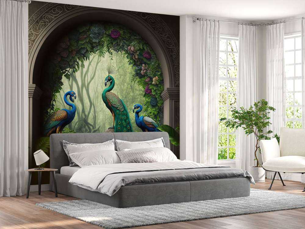 Peacock Trio in Secret Garden