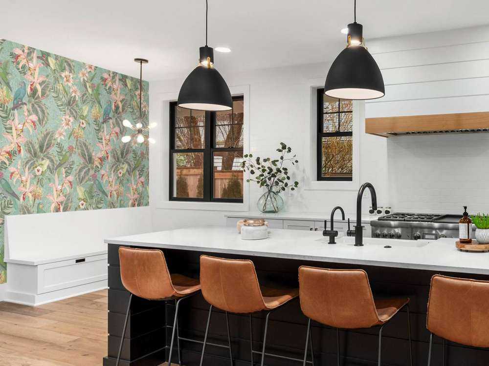 Tropical Jungle birds & parrots - mint green