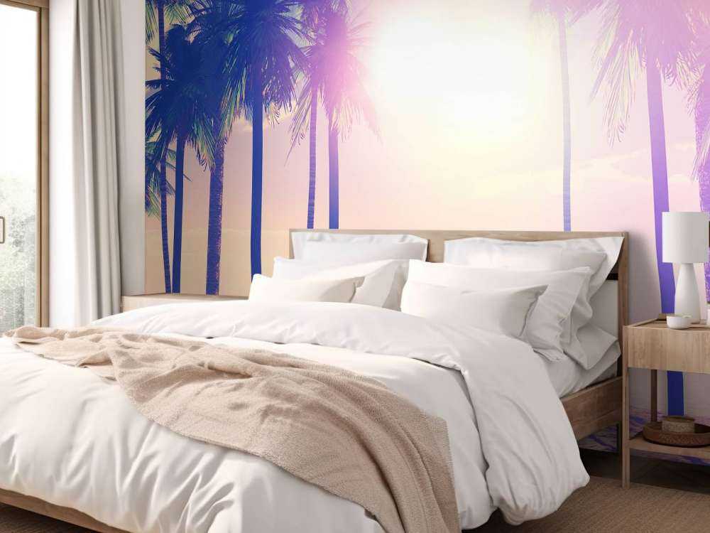 Vintage palm trees and ocean