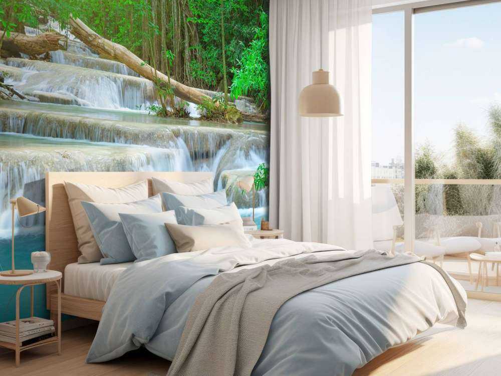 Wide waterfall in the forest