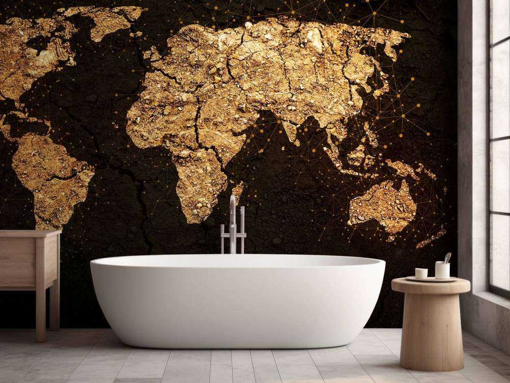 Golden world map
