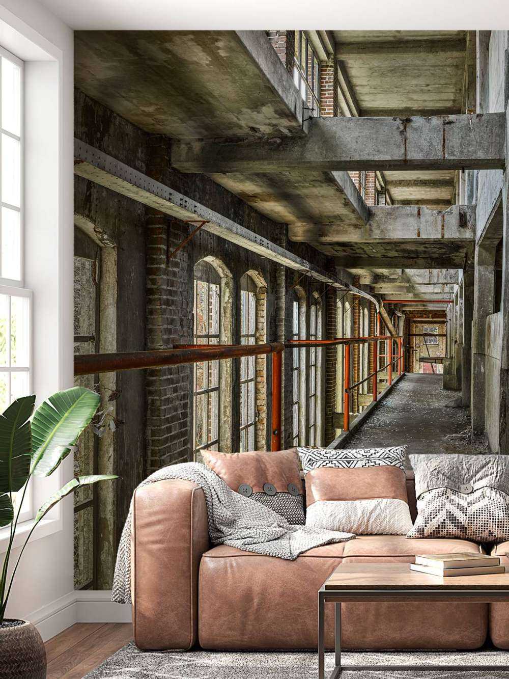 Footbridge in abandoned building