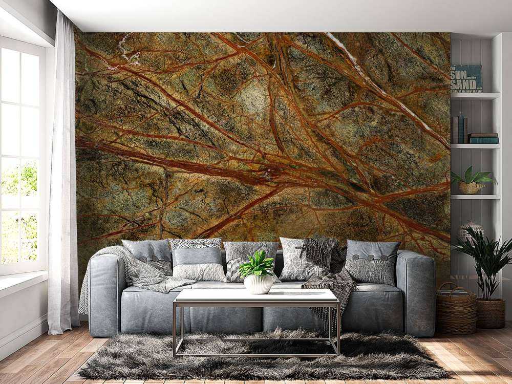 Green marble with coloured veins